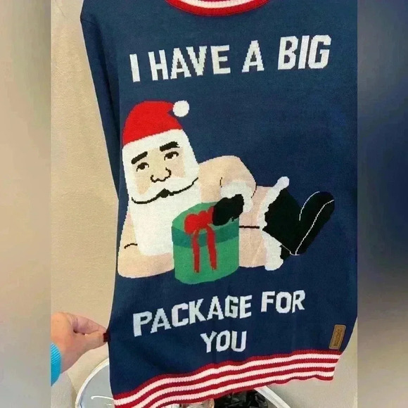 TIPSY ELVES MEN'S BIG PACKAGE UGLY CHRISTMAS SWEATER SIZE Medium - Picture 6 of 9